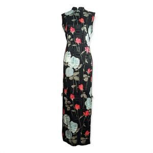 Vintage Hale Aloha Hawaiian Maxi Qipao Pencil Dress